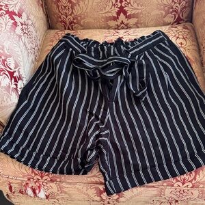 Black and White Striped Shorts